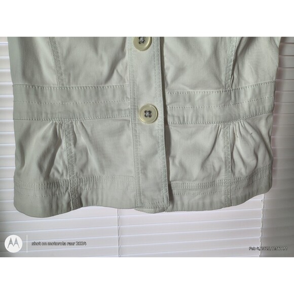 Ann Taylor Loft White Corduroy Big Button Cap Sleeve Top Jacket Womens Size 10 - Picture 3 of 8